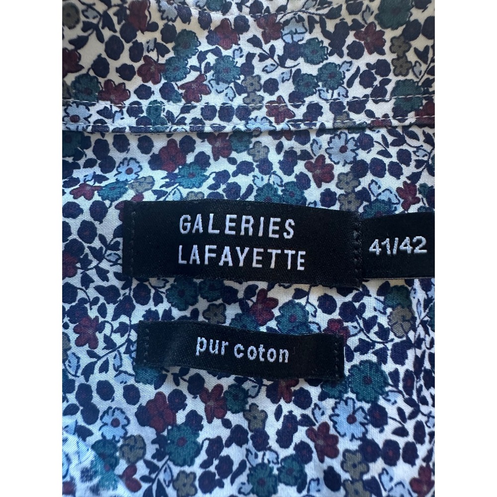 Galeries Lafayette Floral Print Men's Long Sleeve Button Down Shirt Size 41/42 - Picture 3 of 8